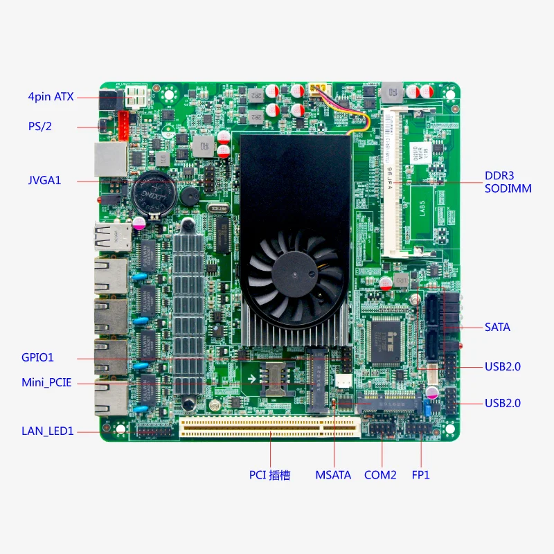 atom cpu board with PCI slot atom d525 cpu pf sense firewall router embedded board
