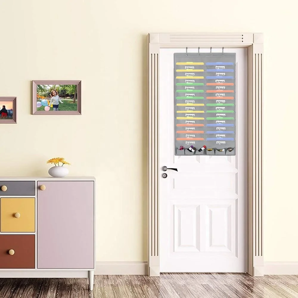 Foldable Oxford Fabric Hanging File & Folder Holder -Best Organizer Includes: 24 Large Deep Pockets