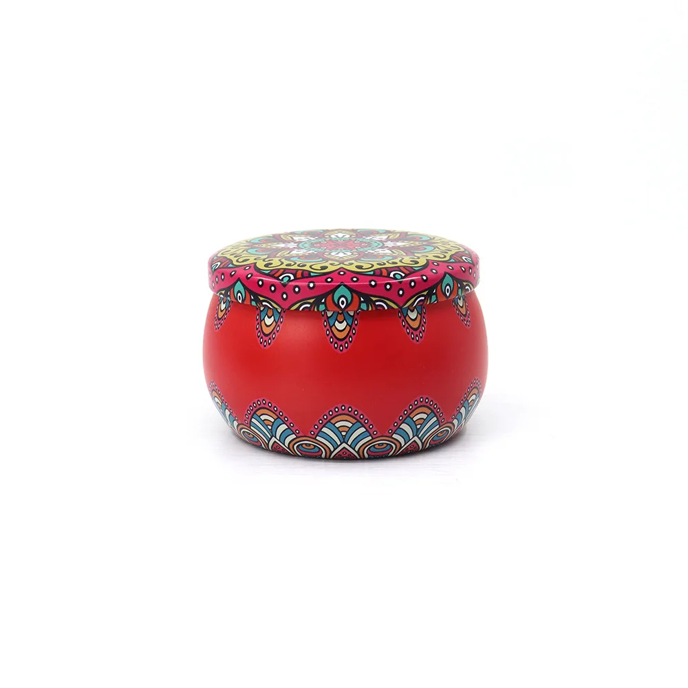 Portable Eco-friendly printed round metal travel tin soy candles with customized box