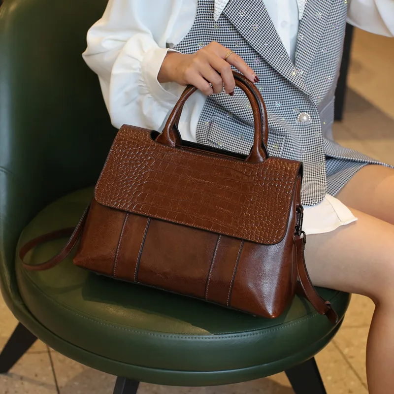 Latest Designer Custom Large Genuine Leather Embossed alligator Women Shoulder Office Bags Purse and Handbags