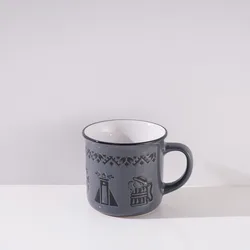Fashion Ceramic Enamel Shape Mug For Home Restaurant Relief Large Small Capacity Coffee Cup