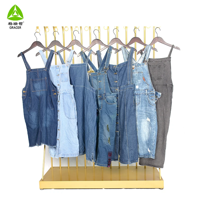 Womens Suspender Skirt Strap Denim Dress Australia Used Clothing Supplier 45kg bale used clothing