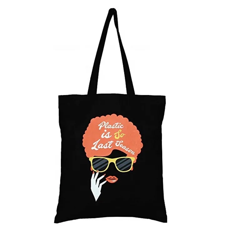 Custom Printed Reusable Cheap Eco Friendly Shopping Gift Package Black Cotton Bag