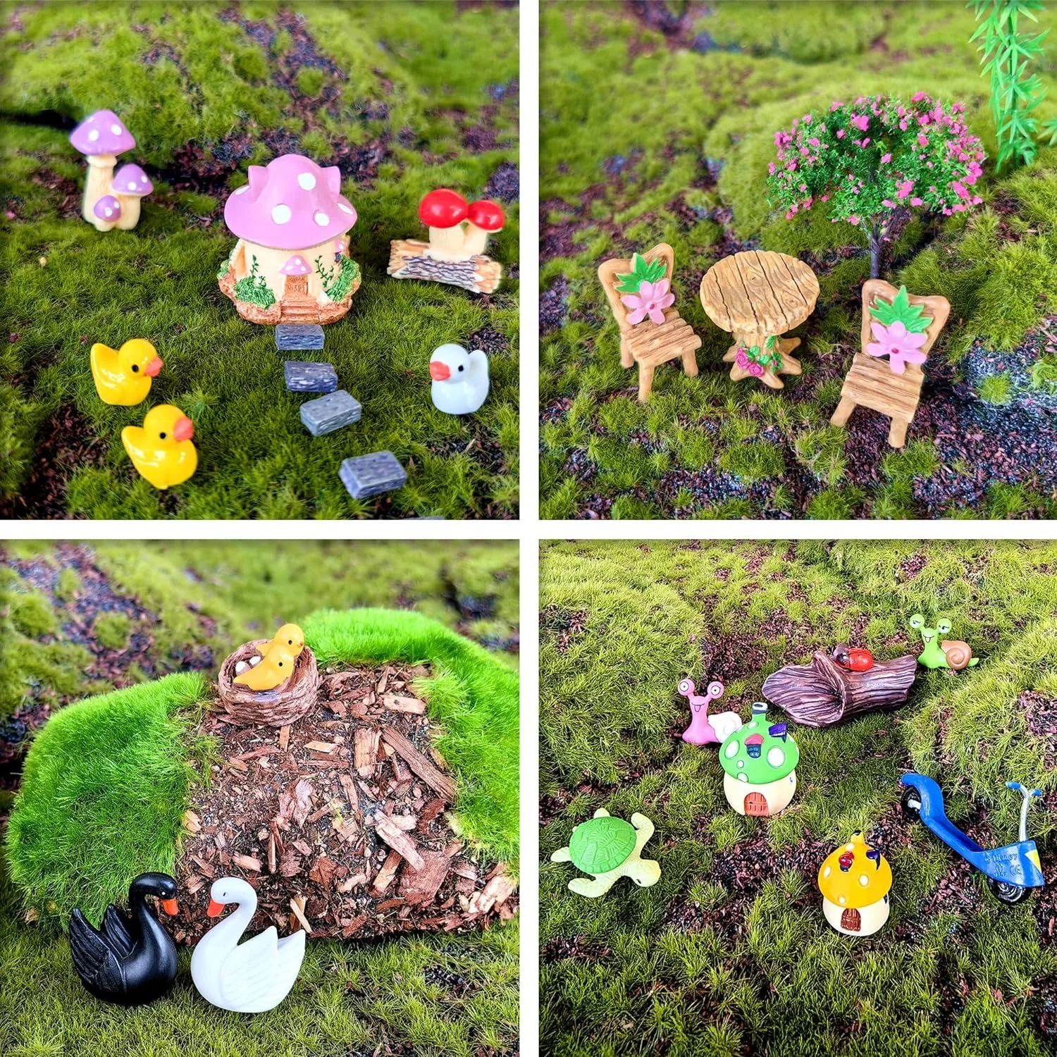 Wholesale Fairy Garden 99 Pieces Miniatures Mini Animals Miniature Ornament Kit Plant Set for Miniature Garden Decor
