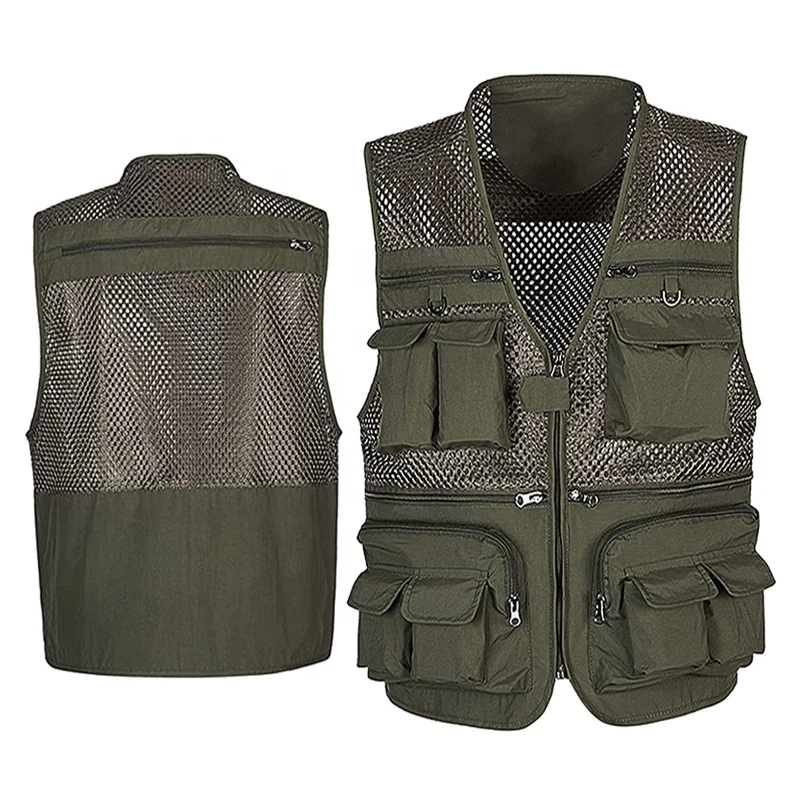 Mens Summer Outdoor Work Safari Fishing Travel Photo Lightweight Vest with Multi-Pockets