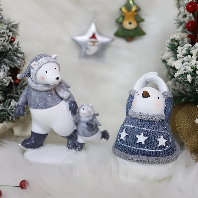 Wholesale Polyresin christmas figurine & toys home decor Resin crafts  christmas penguin decor ornaments