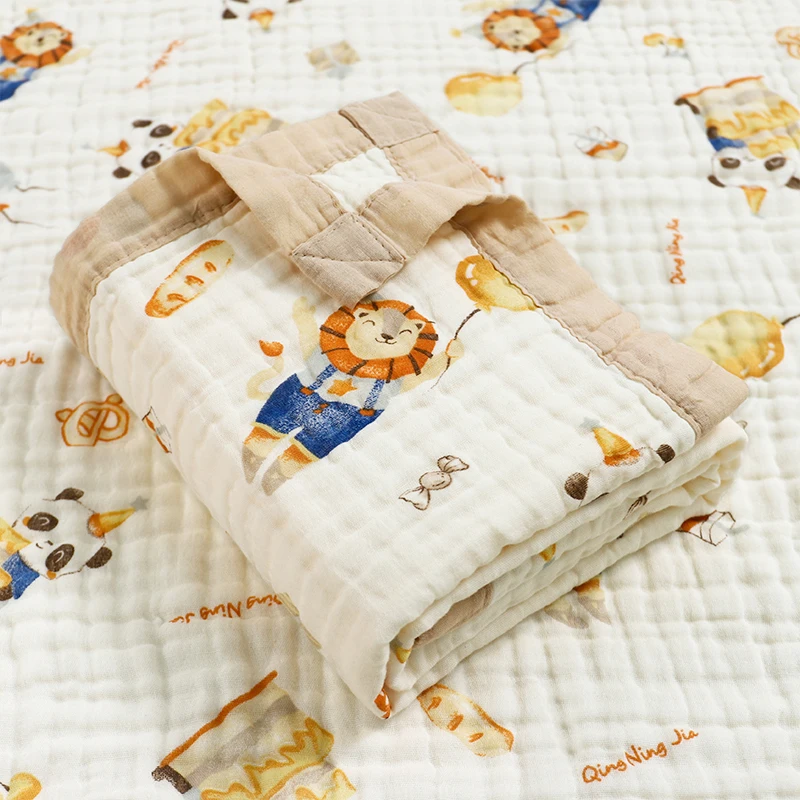 Newborns 6-Layer Pure Cotton Wide Edge Baby Bath Towel Soft Breathable Blanket Baby Sleeping Blanket Children quilts
