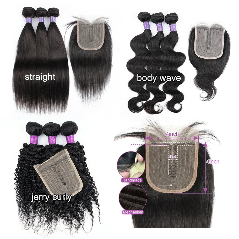 Cuticle Align Virgin Hair Bundle Hair with Closure in Zambia, Sangita Hair Extensions, Mink Peruvian Hair Human Hair FREE 1 Set