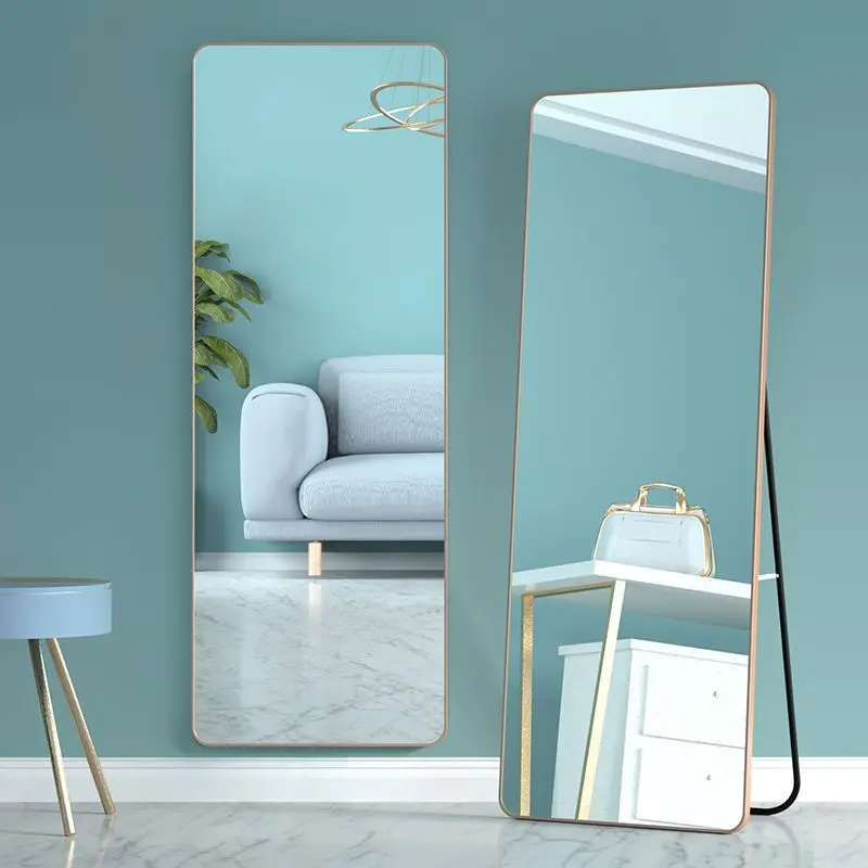 Hot Sale modern decor Full- Length  Wall Leaner dressing Floor Standing Mirror for living room floor makeup  silver mirror