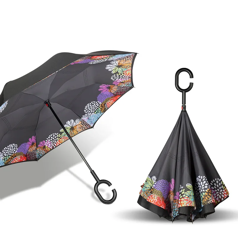 Double Layer Reverse Umbrella Car Special Hand-Free Sun Protection UV Protection Umbrella Automatic Reverse Umbrella