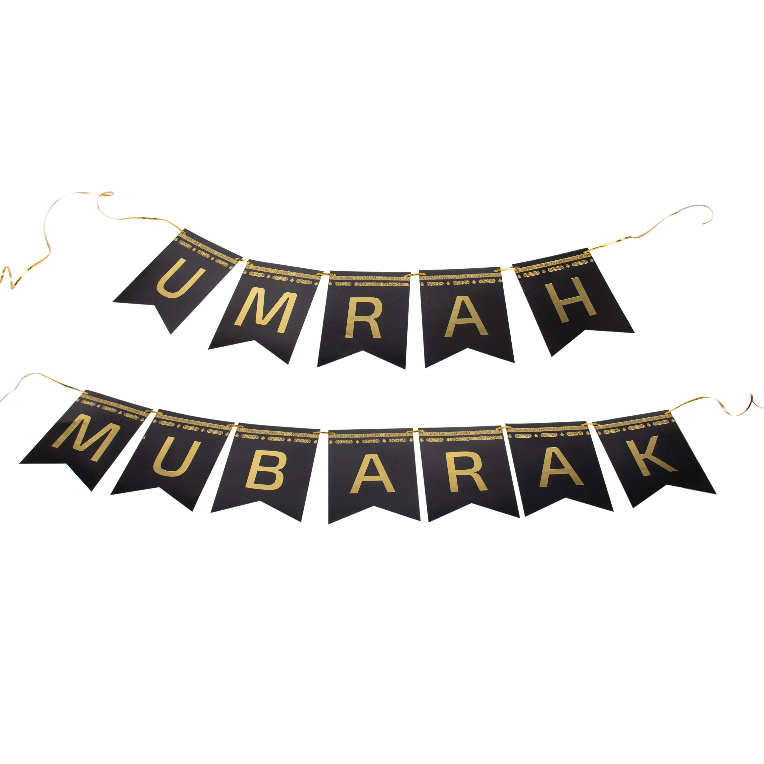 Gold Foiled Disposable Mubarak Tableware Ramadan Kareem Eid Plate Cups Napkins Black Umrah Mubarak Paper Plates