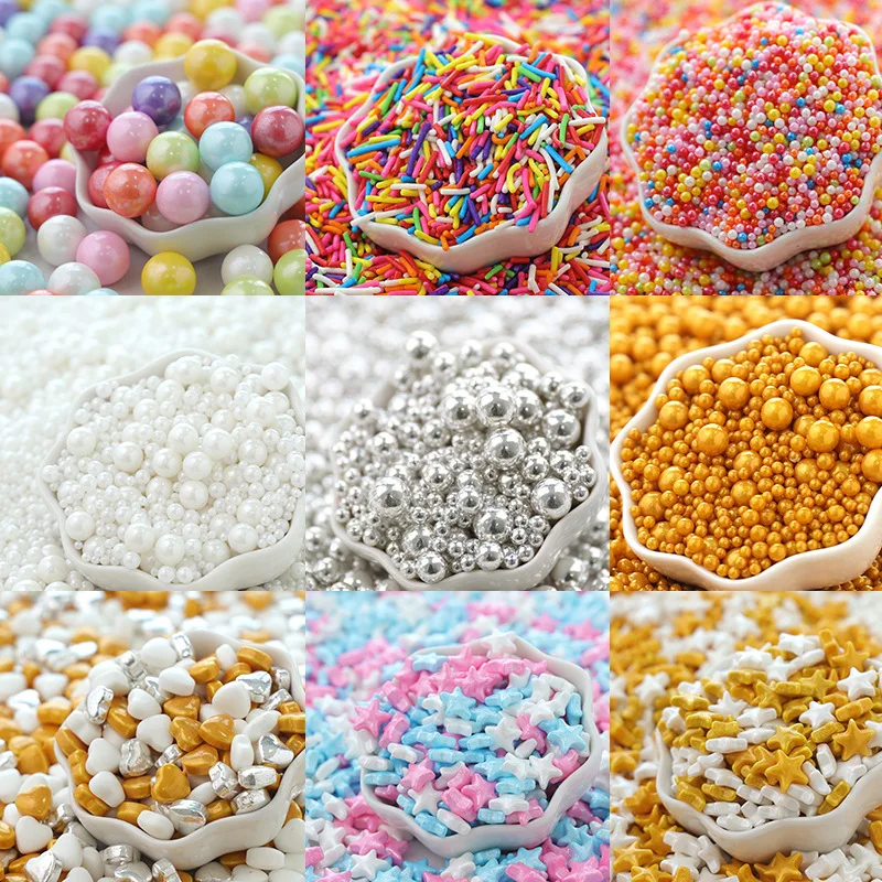 Factory Price Gold Silver Colorful Round Edible Sugar Pearl Sprinkles for Birthday Wedding Cake Decoration Edible Sprinkle Candy