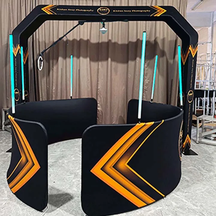2024 New Design Overhead 360 Photo Booth With Tv Mount Rgb Led Ring Lights Top 360 Spinner Photo Booth With Remote Control