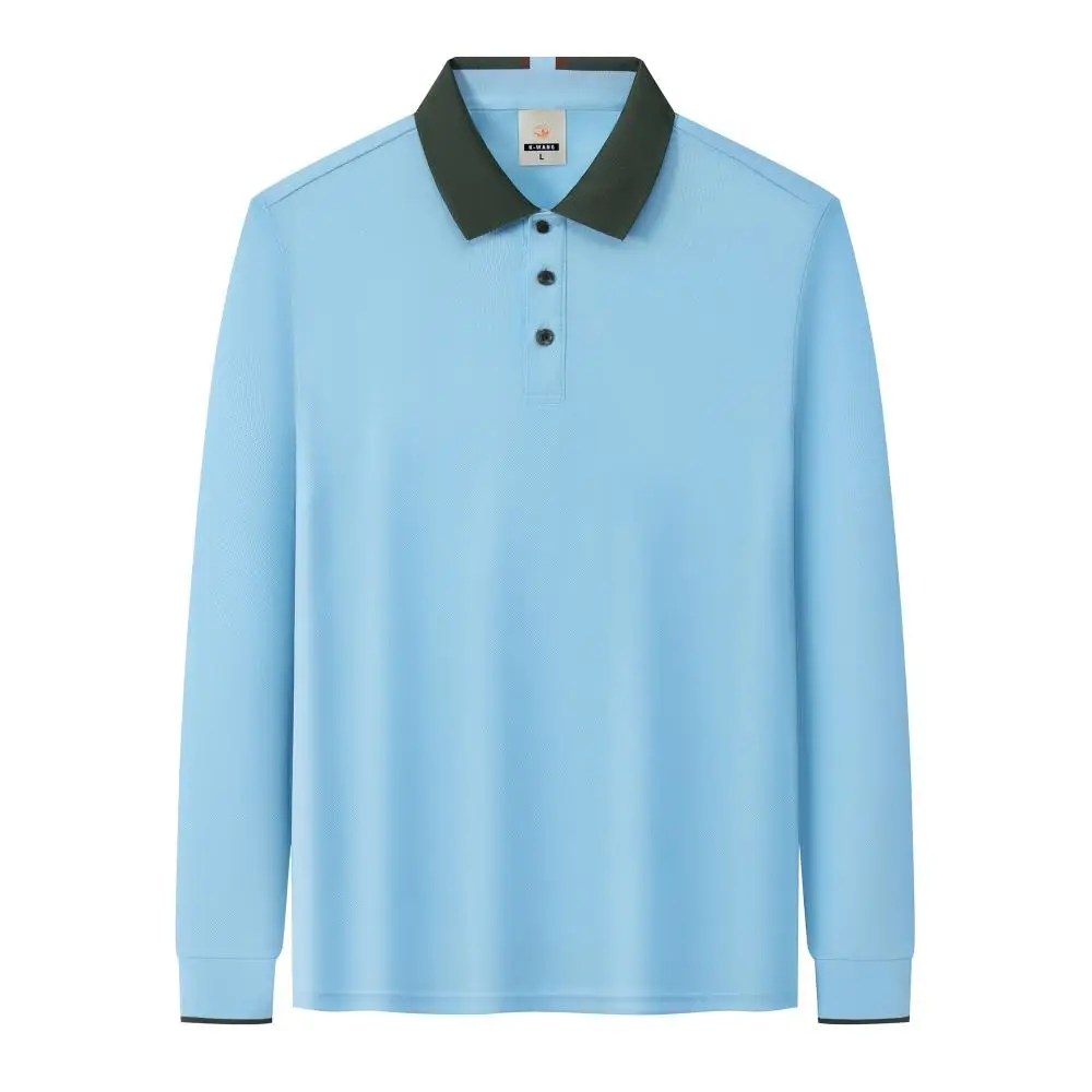 Wholesale Light Luxury Design Casual Lapel Affordable Long Sleeve Street Printed Solid Color Polo T Shirt