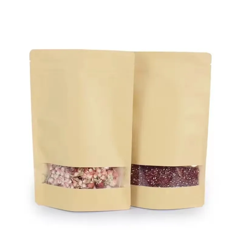 White And Brown Kraft Paper Twisted Handle Shopping Carrier Bag With Logo Printed