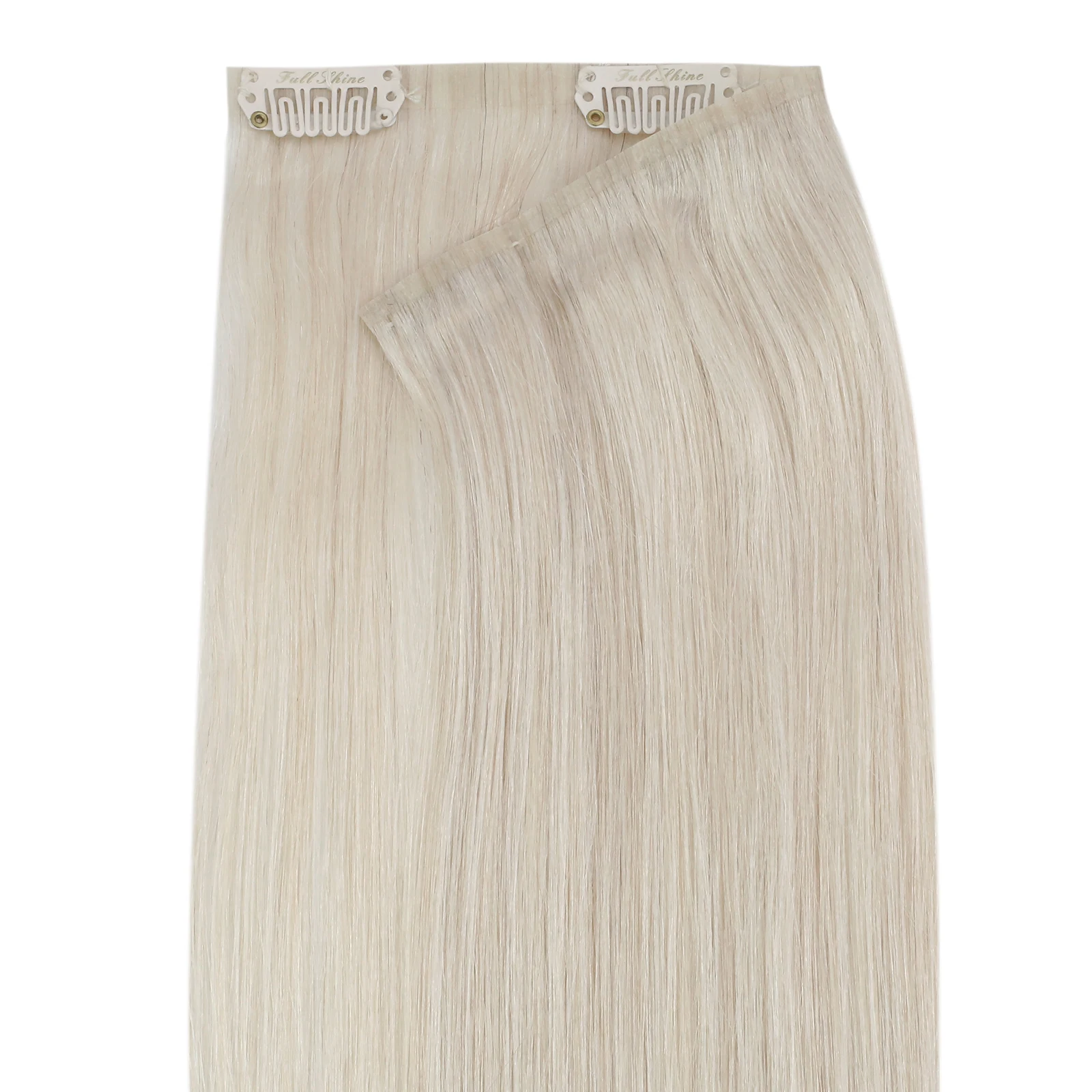 Full Shine PU Clip Hair extensions #60 Platinum Blonde Remy Human Hair Seamless Clip in Cambodian Human Hair Extensions