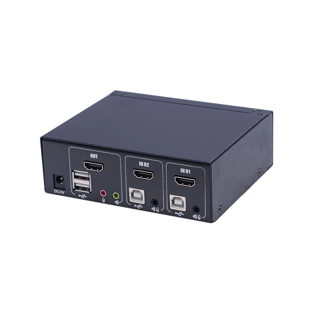 Professional R&D Center 4K@30fp Video Resolution Single Monitor 2 Port HDMI KVM Switch