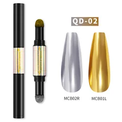 Hot Selling Double-colored Chrome Nail Powder Solid Pigment Pen Laser Flashing Aurora Mirror Powder Pen