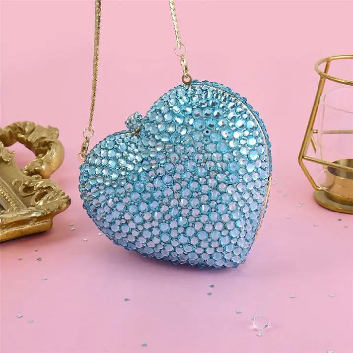 LEB1110 luxury heart shape crystal bags evening clutch women rhinestones crystal party bag