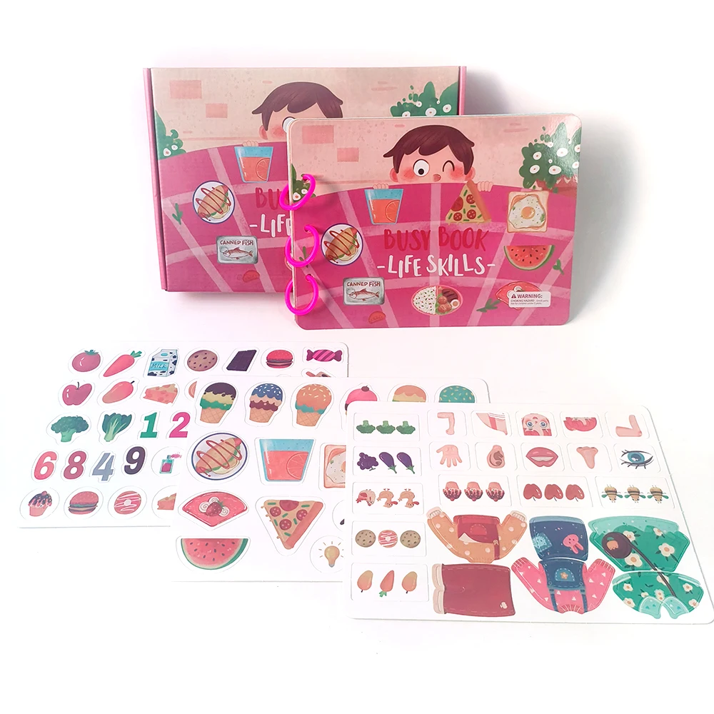 Best-selling dinosaur animals educational toys girl games baby quiet book busy book for kids custom paper box