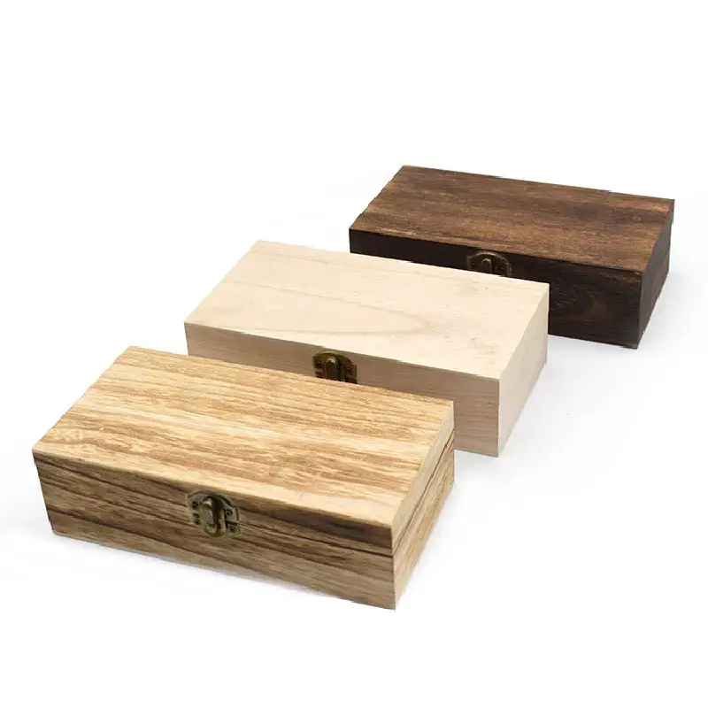 Unfinished Extra Large Hinged Lid Diy Tool Storage Box File Gift Box Wooden Box With Lock