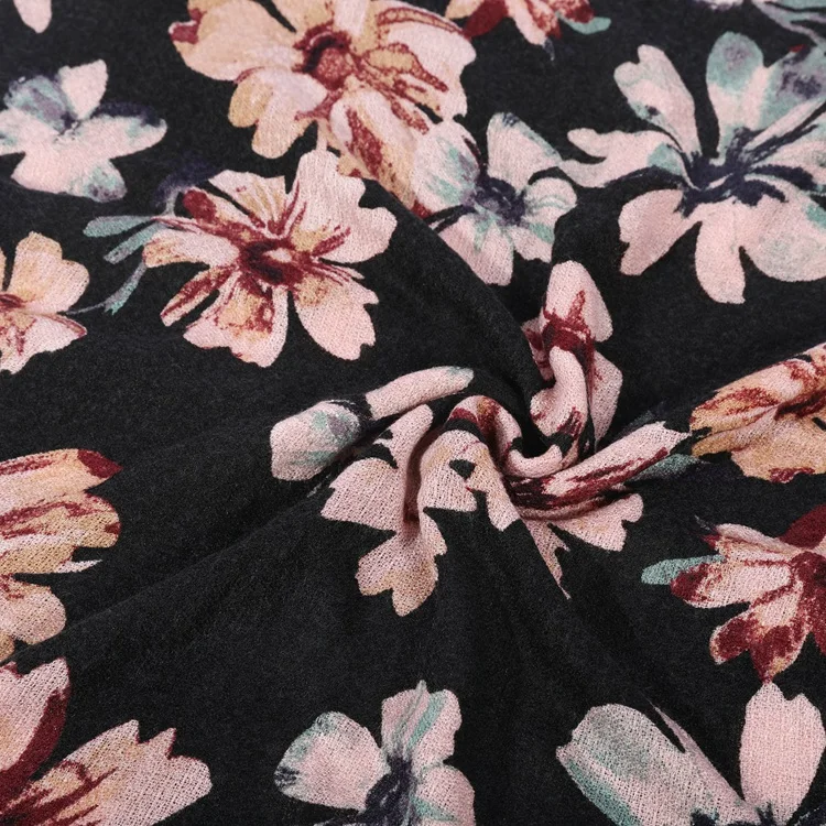 
Wholesale Customized Spring 100%acrylic Flower Print Woven Neck Scarf With Self Fringes 