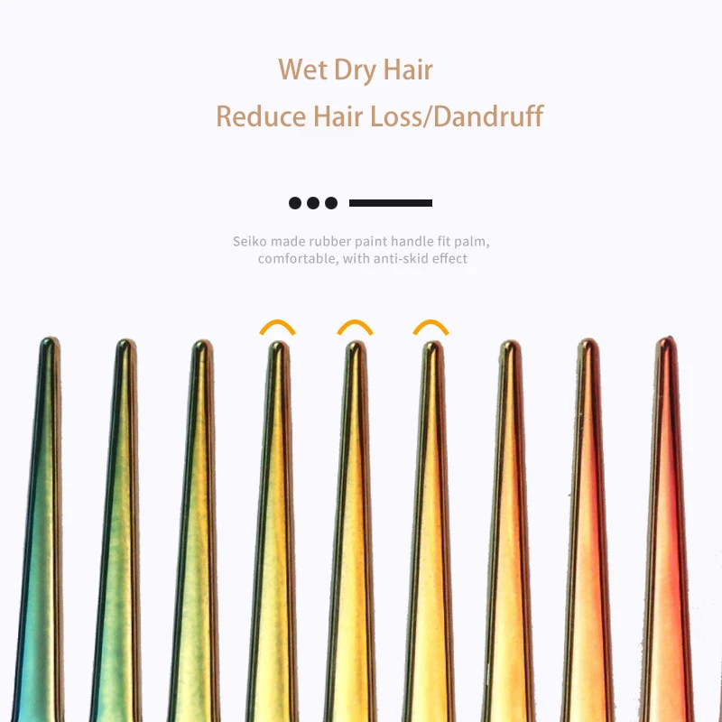 Hair Styling Wide Tooth Comb Electroplating Gold Plastic Anti-static Men Hairstyle Detangling Comb Oil Head Comb For Barber Shop