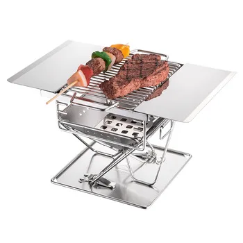 Портативный уличный вращающийся гриль для барбекю на угле, складной мини-гриль из нержавеющей стали, портативный складной прочный гриль для барбекю