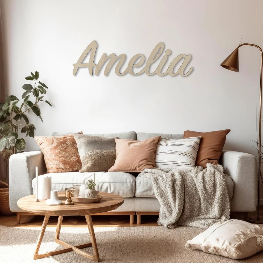 Tailai Laser cutting welcome wooden words Sculpture Hanging Decor Door  Room Decoration Personalized Wooden Name Sign