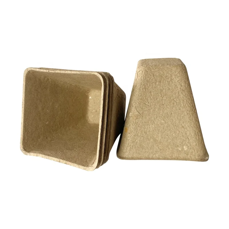 Wholesale Biodegradable Square Pulp Material Seedling Cups Peat Plant Pots for Planting Disposable Flower Pot Pulp Material Cups