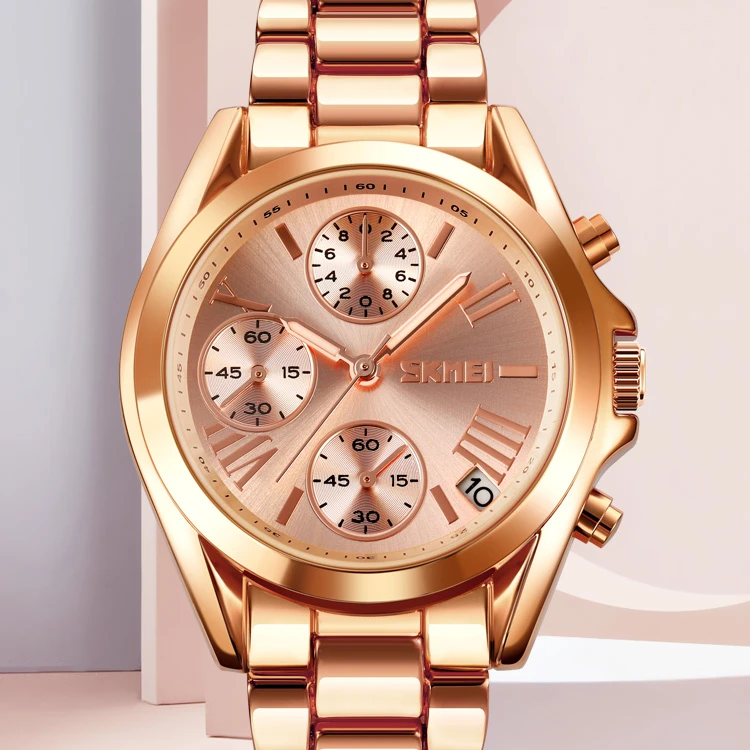 luxury wholesale skmei 1897 high quality quartz movement water resistant stainless steel oem custom men gold watch