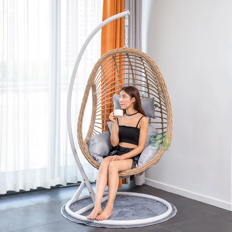 (EFH1007) Indoor hanging swing rattan egg ball basket chairs for bedroom