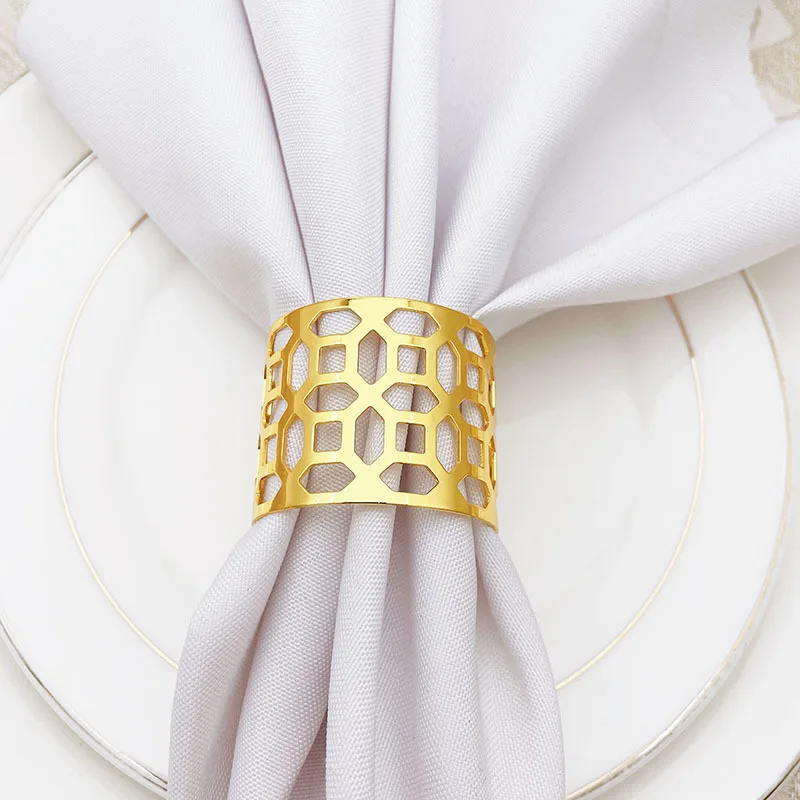 
Wholesale napkin rings iron round metal gold rose gold decoration napkin buckle for party 