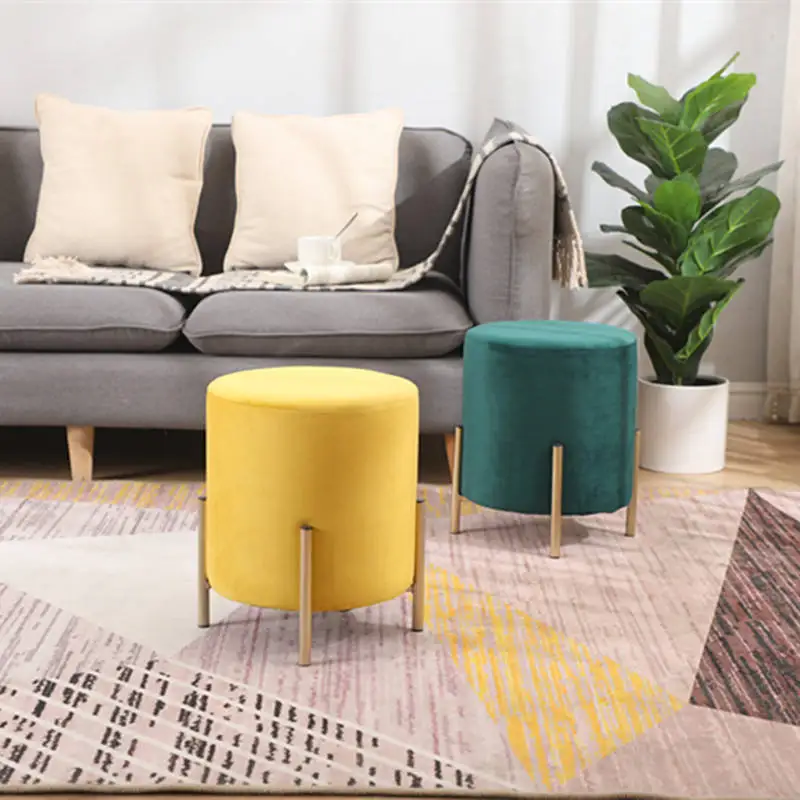 Stool New Sale Dining Round Modern Living Room Furniture Gold Metal Chairs Velvet Stools