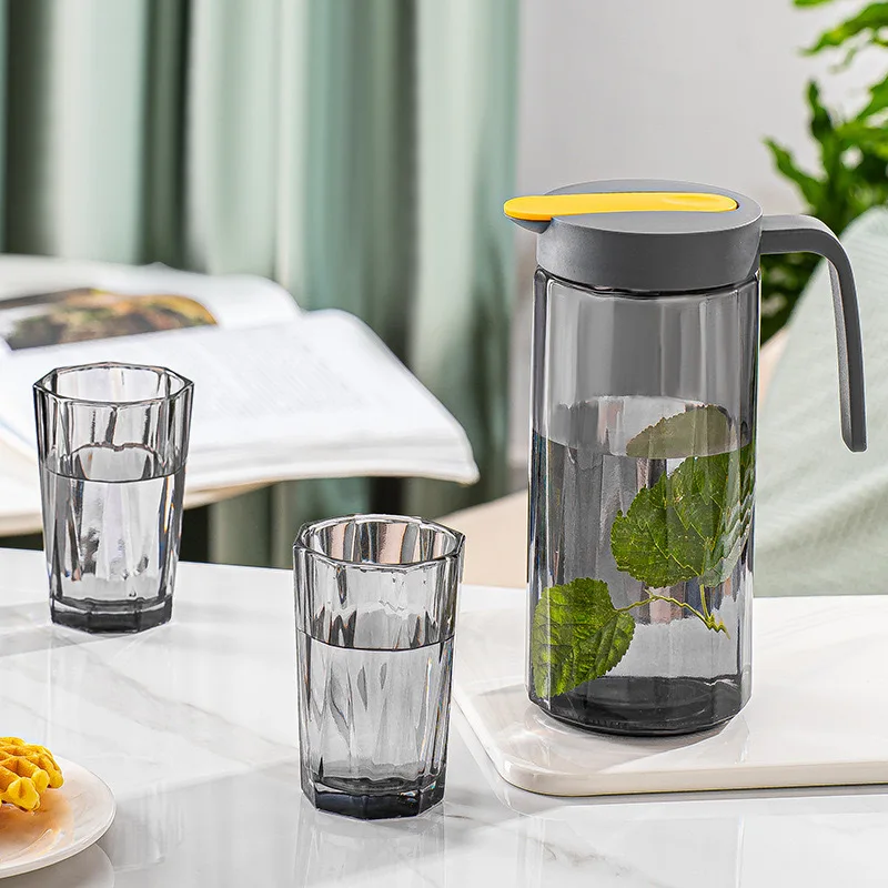 Houseware Colorful Glass Drinkware 1000ML Jugs With 4pcs 200ML Water Cup Pitcher Set With Gift Box