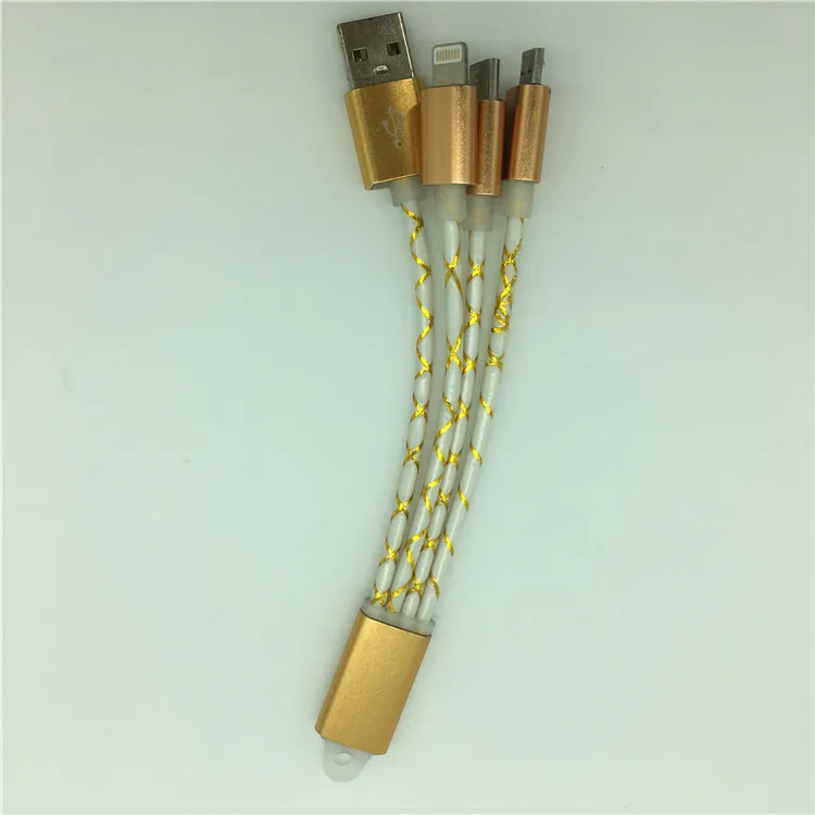  0 2 м перезаряжаемые цветной usb кабель с нейлоновой оплеткой Кабель Micro 8 Pin Type C мульти-функциональный телефон 3 в 1 нейлоновый Дата-кабель для зарядного