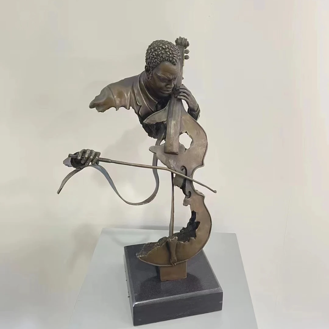 Modern Design Customize Home Decoration Figure Bust Bronze Playing Intrustment Statue