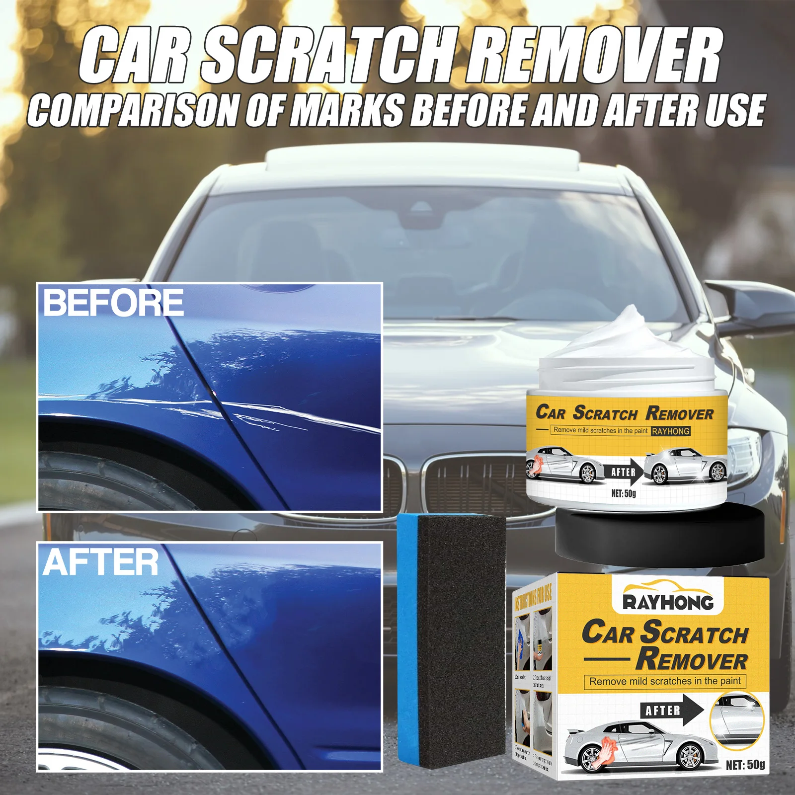 Rayhong Car Paint Scratch Repair Cream Body Surface Car Scratch Remover Color Easy Quickly Scratch Repair Kit