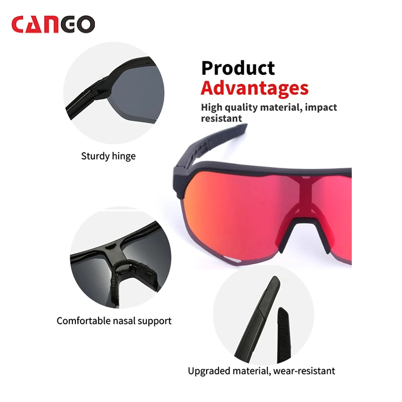High quality true film Sports Sunglasses with 3 Interchangeable Lenses And packaging Mens Womens sport polarized sunglasses