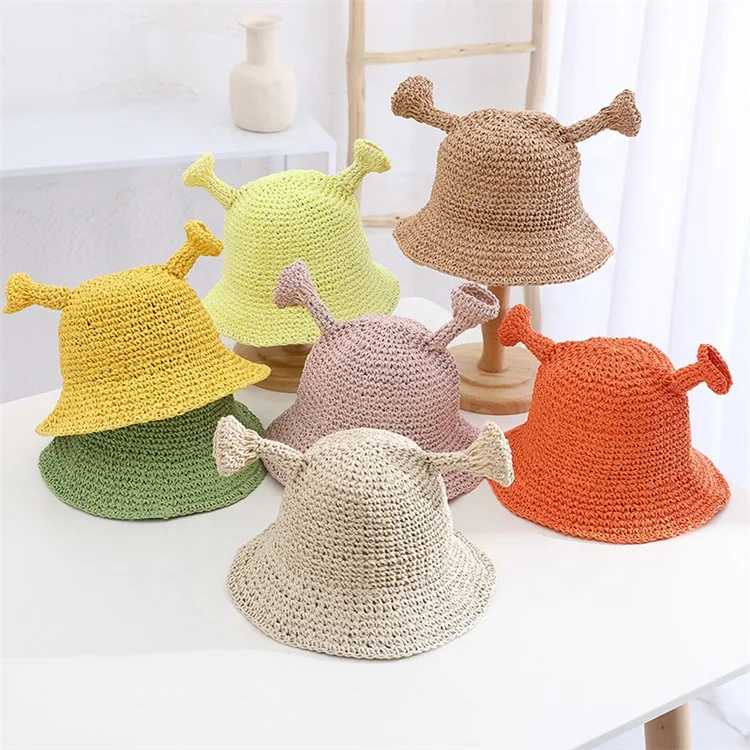 Fashion Sale Summer Straw Cowboy Hat Baby Summer Wide Brim Bucket Hats Baby Sun Hats