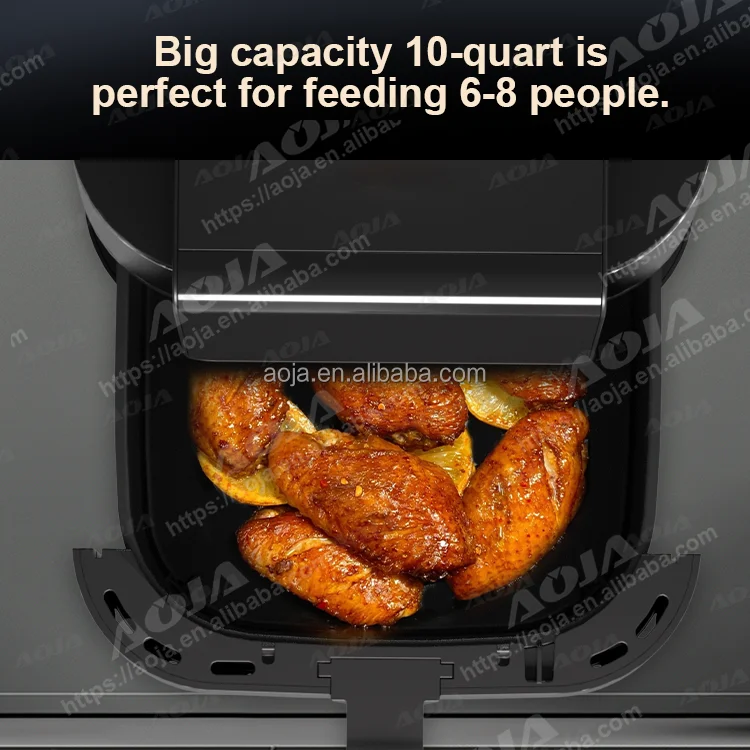 Aoja new SS dual heating air fryer 9L 10L with glass window double heater basket air fryer grill wifi smart air fryers