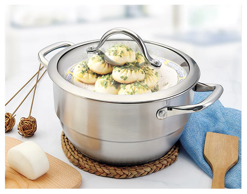 Hot selling fish steamer casserole high quality stainless steel silver stockpot metal high mirror polishing soup pot