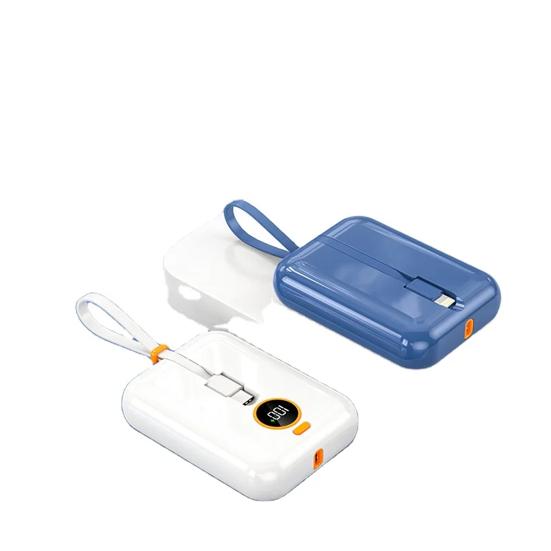 portable 3 in 1 charger fast charging 10000mah powerbank cute mini emergency external power bank with cables for digital product