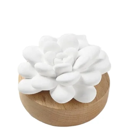 Hot wholesale wood based ceramic flower essential oil fragrance diffuser home office decorative plaster air freshener