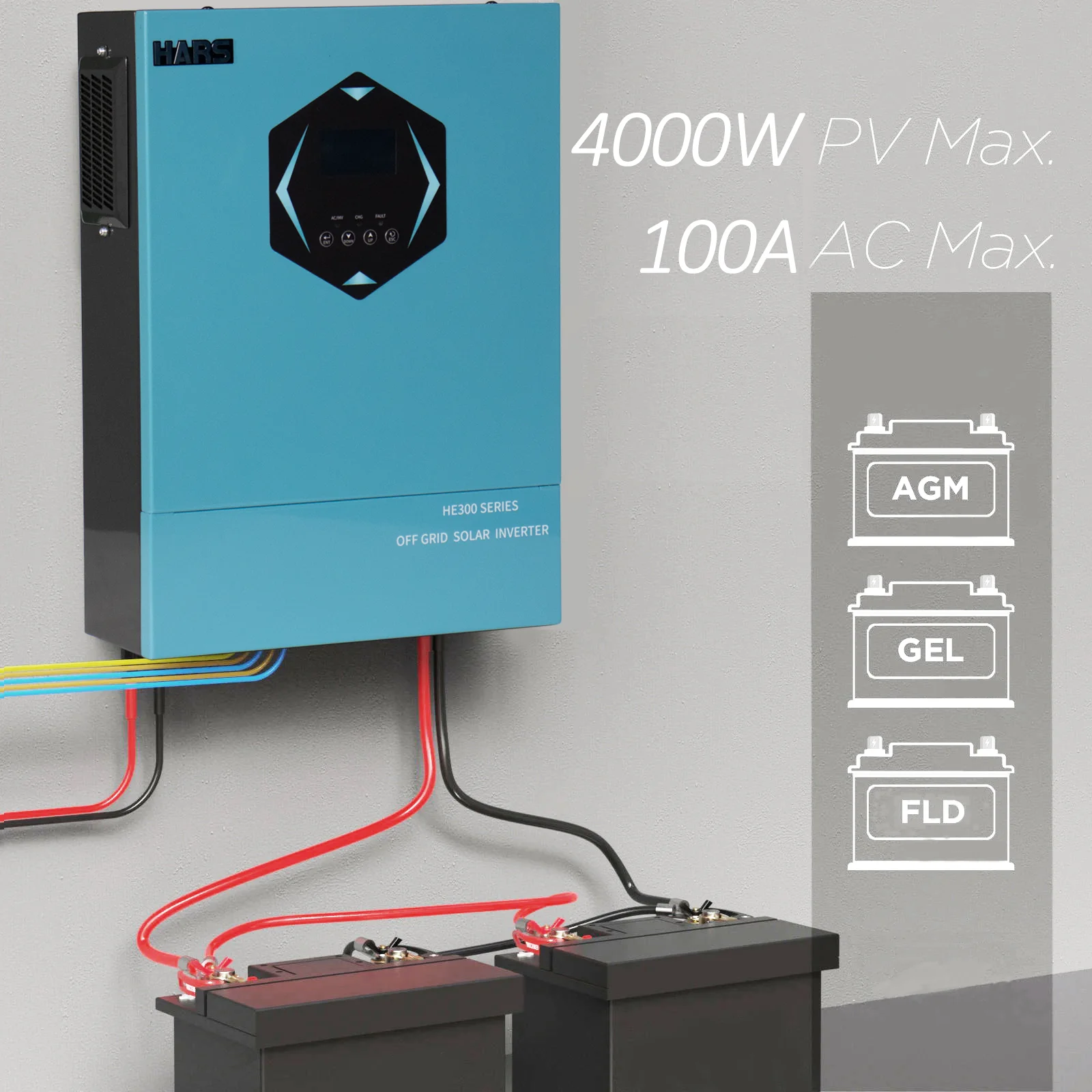 HARS 4000W 4KW 24VDC  220V 50HZ  hybrid invert  work without battery off grid  hybrid solar inverter MPPT