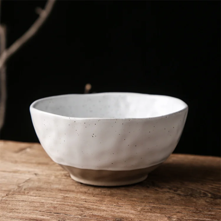 Rough surface speckle round nordic ceramic tableware plate and bowl 16 pieces white dinner set porcelain for wedding home