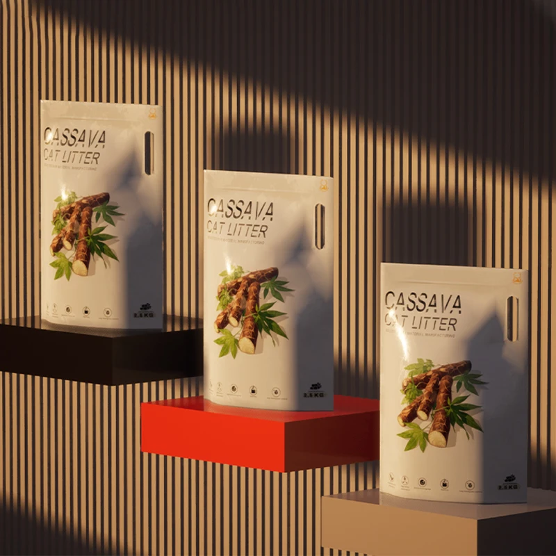 Wholesale Low Price Custom Ultra Absorbent Dust Free Litter 2kg 5kg 10kg Cassava Cat Litter Sand