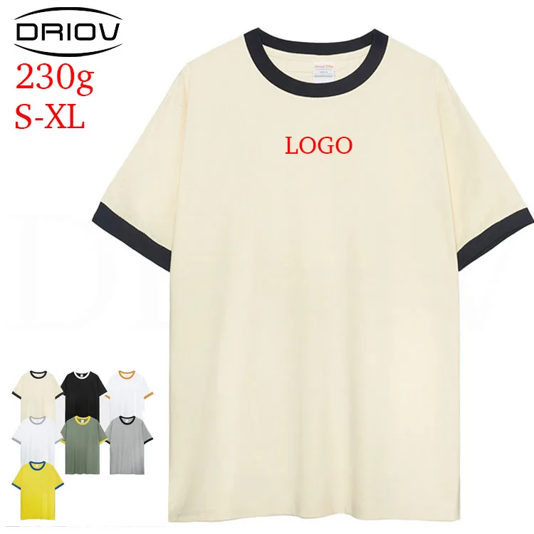 High quality round necks ringer tee shirt design two tone 100% coton blanks cotton unisex ringer t shirt women
