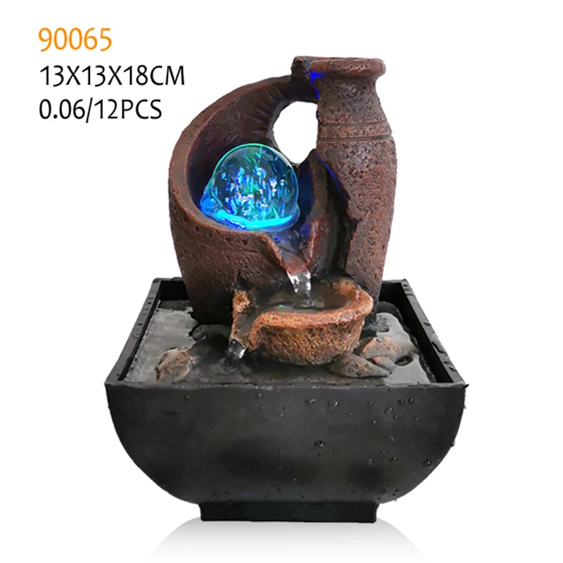 Профессиональный Смола украшения дома небольшой светодиодный свет настольный фонтан воды