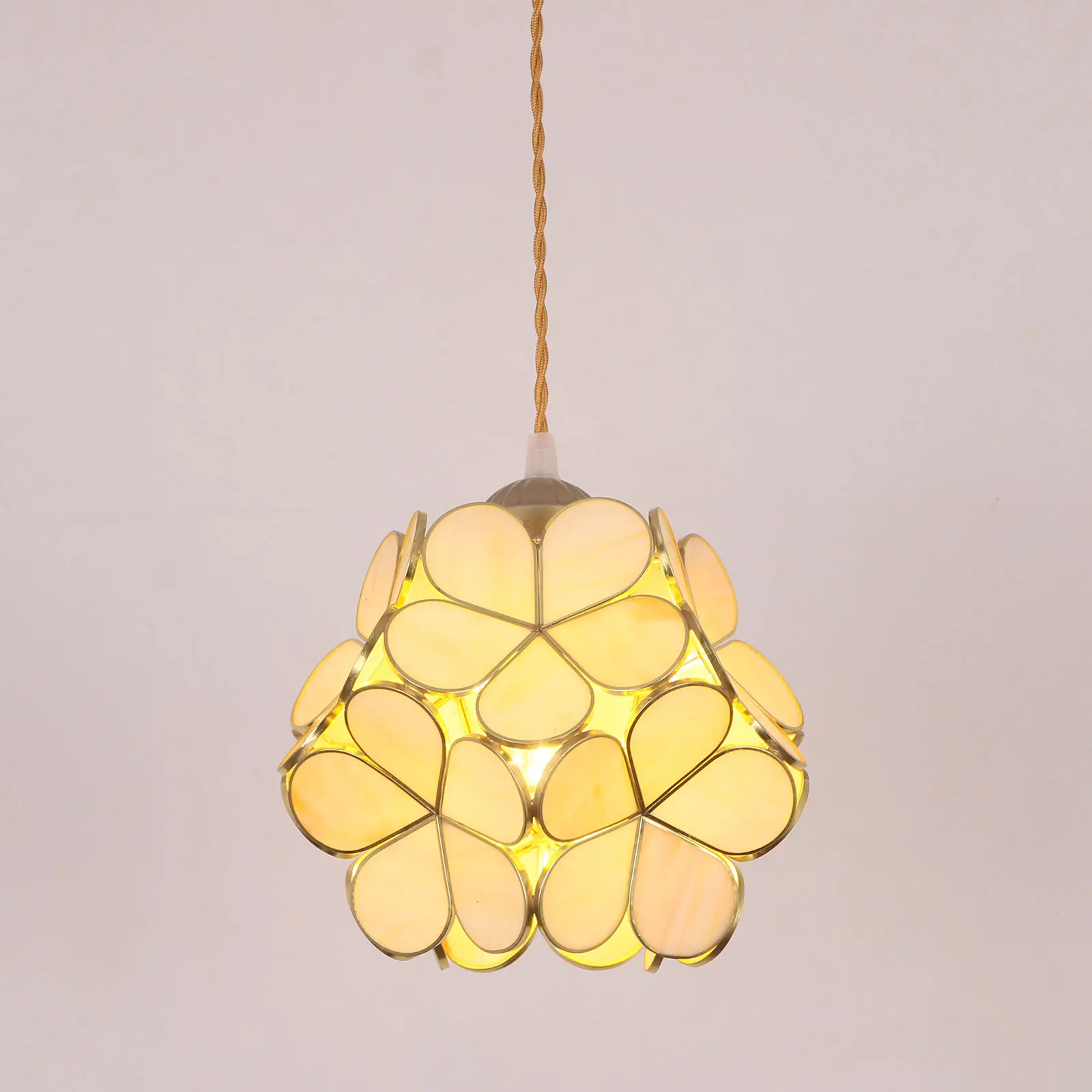 Colorful Cherry Blossom Lamp Copper Frame Glass Petal Chandeliers LED Modern Pendant light loft retro industrial vintage lamp